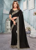 Vichitra Blooming Black Festival Wear Embroidery Work Saree